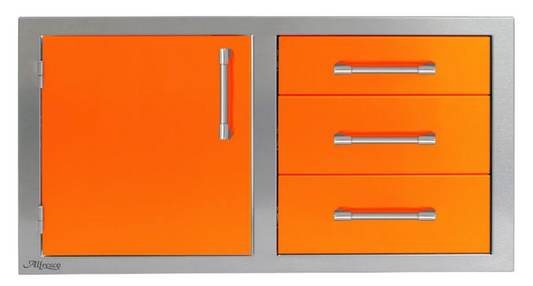 Alfresco 42" Door Drawer Combo - Left - Luminous Orange-Gloss