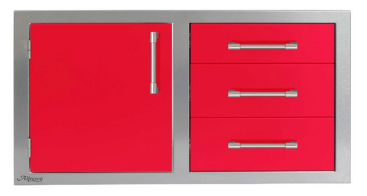 Alfresco 42" Door Drawer Combo - Left - Raspberry Red-Gloss