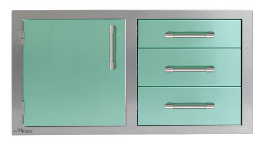 Alfresco 42" Door Drawer Combo - Left - Light Green-Gloss