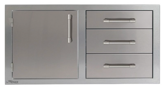 Alfresco 42" Door Drawer Combo - Left - Signal Grey-Gloss