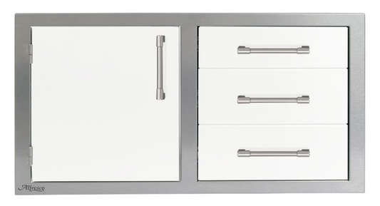 Alfresco 42" Door Drawer Combo - Left - Signal White-Matte