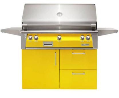 Alfresco 42" Sear Zone Grill w/ Cart Deluxe - Traffic Yellow-Gloss