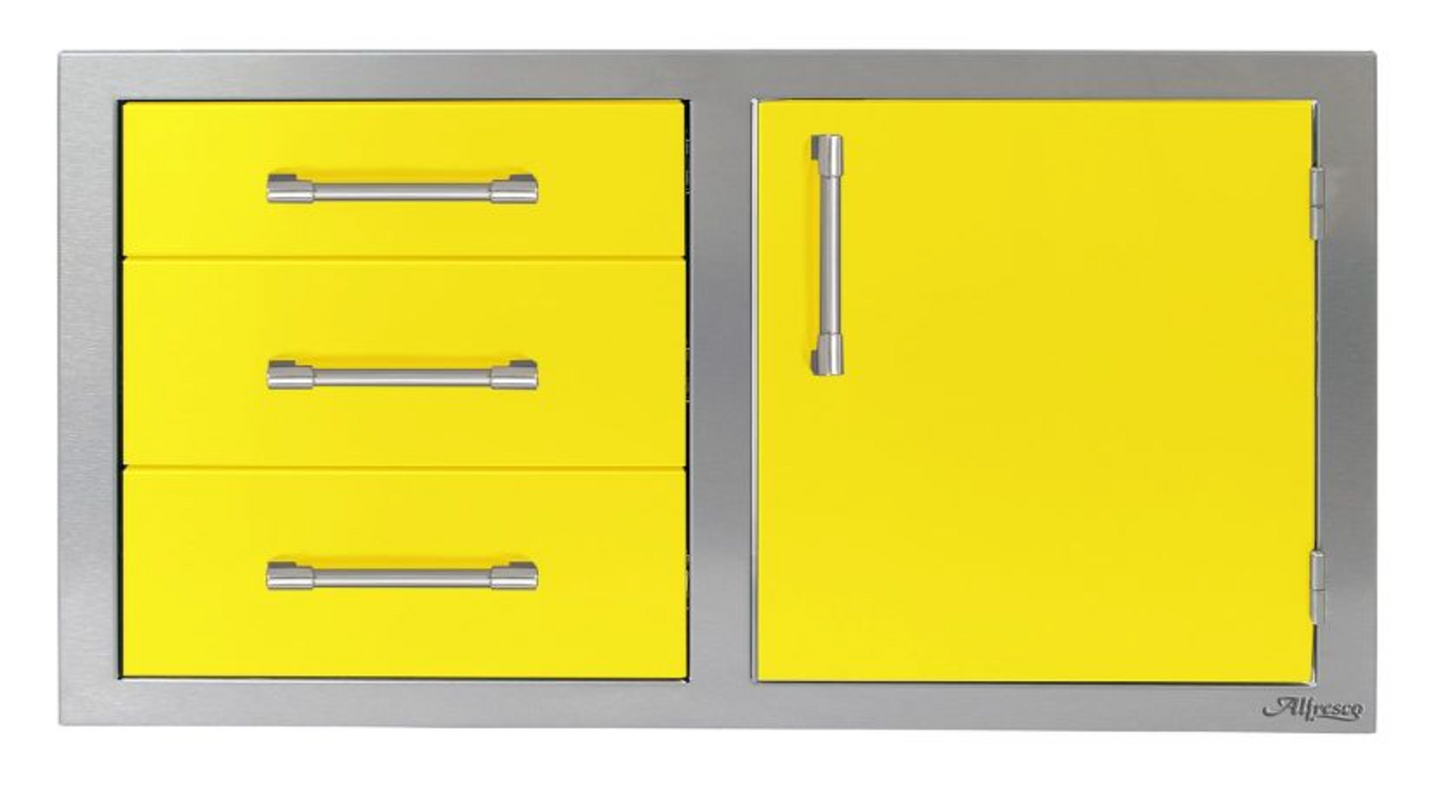 Alfresco 42" Door Drawer Combo - Right - Traffic Yellow-Gloss