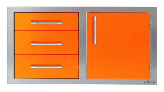 Alfresco 42" Door Drawer Combo - Right - Luminous Orange-Gloss