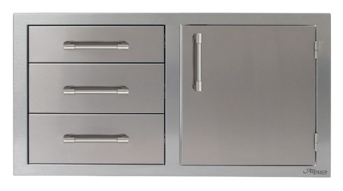 Alfresco 42" Door Drawer Combo - Right - Signal Grey-Gloss