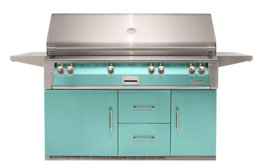 Alfresco 56" Sear Zone Grill On Refrigerated Base - Light Green-Gloss