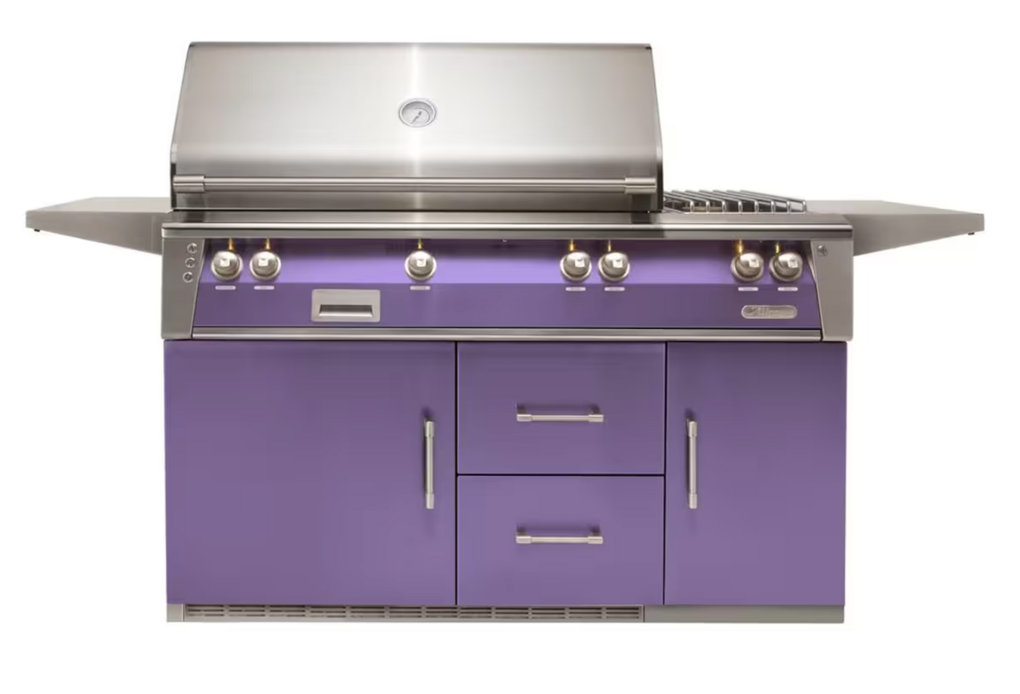 Alfresco 56" Sear Zone Grill On Refrigerated Base Dbl Side Burner  - Blue Lilac-Gloss