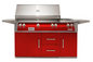 Alfresco 56" Sear Zone Grill On Refrigerated Base Dbl Side Burner  - Carmine Red-Gloss