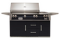 Alfresco 56" Sear Zone Grill On Refrigerated Base Dbl Side Burner  - Jet Black-Gloss