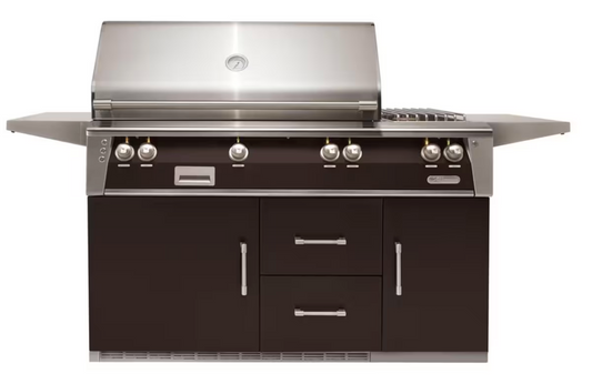 Alfresco 56" Sear Zone Grill On Refrigerated Base Dbl Side Burner  - Jet Black-Matte