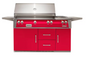 Alfresco 56" Sear Zone Grill On Refrigerated Base Dbl Side Burner  - Raspberry Red-Gloss