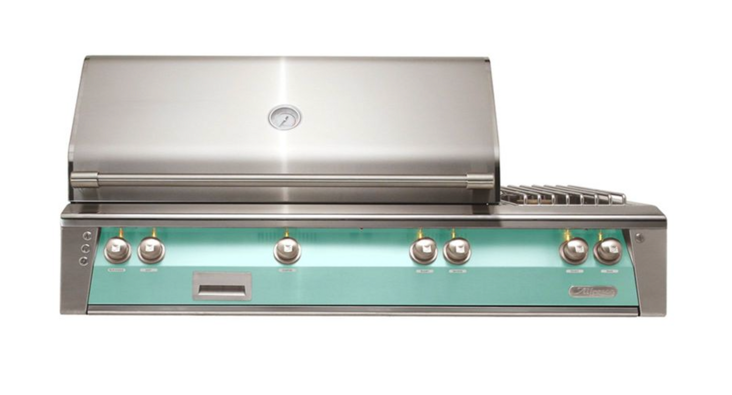 Alfresco 56" Sear Zone Grill With Dbl Side Burner Built-In - Light Green-Gloss