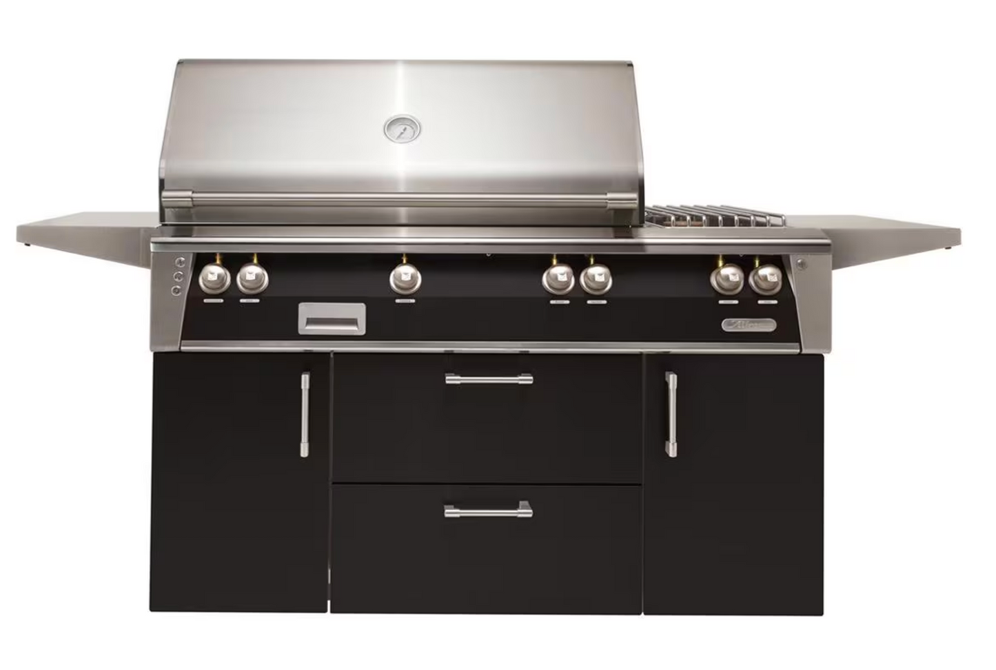 Alfresco 56" Searzone Grill w/ Sideburner Cart - Jet Black-Gloss