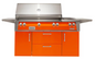 Alfresco 56" Searzone Grill w/ Sideburner Cart - Luminous Orange-Gloss