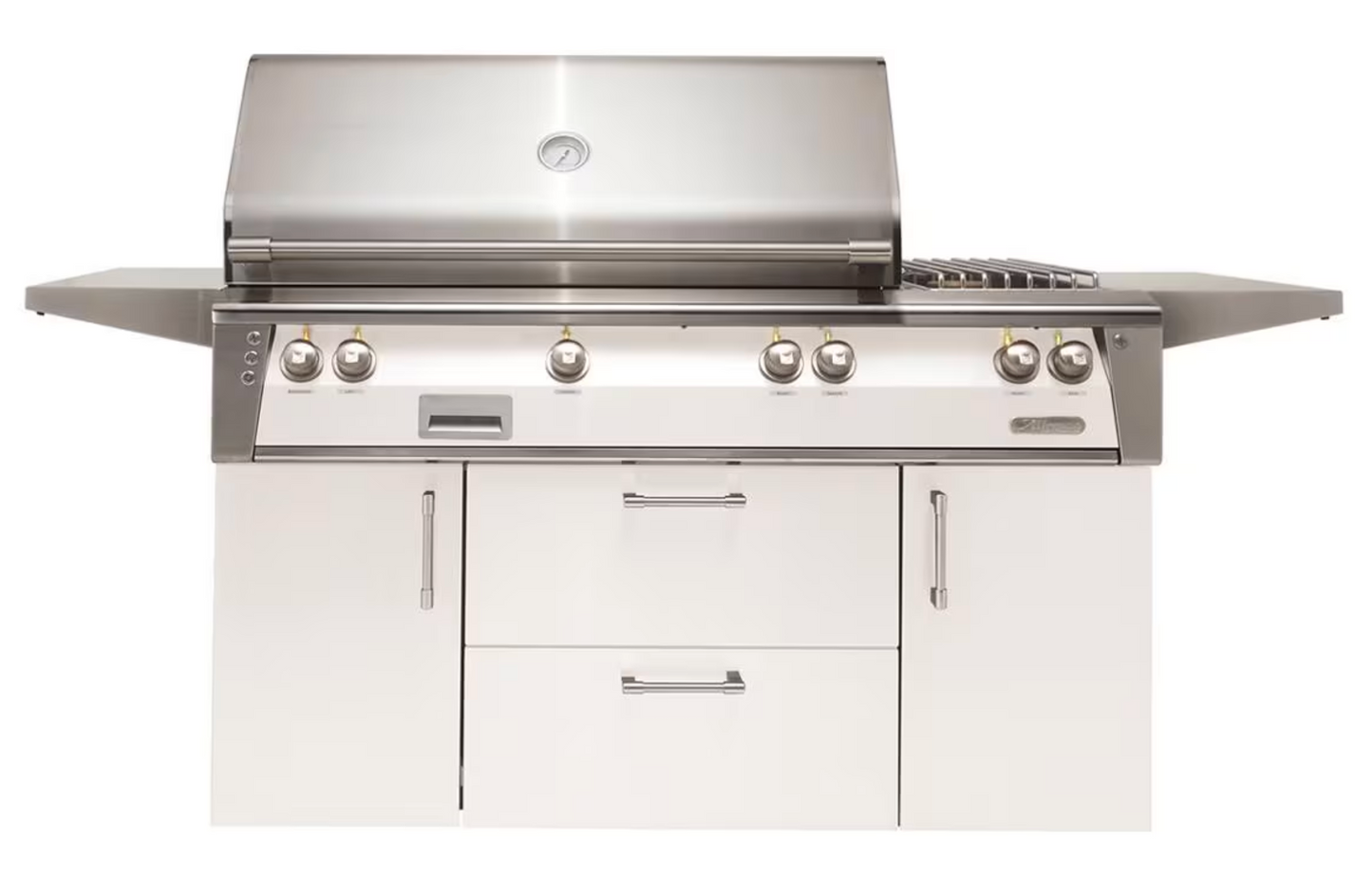 Alfresco 56" Searzone Grill w/ Sideburner Cart - Signal White-Matte