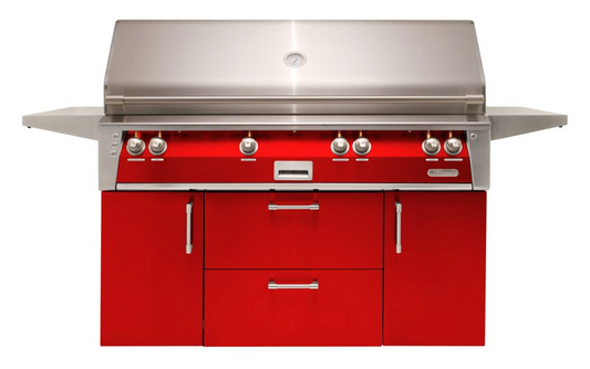 Alfresco 56" Standard All Grill w/ Cart - Carmine Red-Gloss