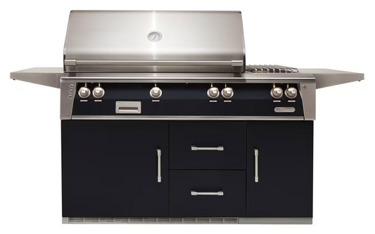 Alfresco 56" Standard Grill On Refrigerated Base Dbl Side Burner - Jet Black-Matte