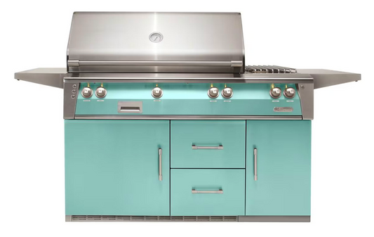 Alfresco 56" Standard Grill On Refrigerated Base Dbl Side Burner - Light Green-Gloss