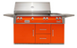 Alfresco 56" Standard Grill On Refrigerated Base Dbl Side Burner - Luminous Orange-Gloss