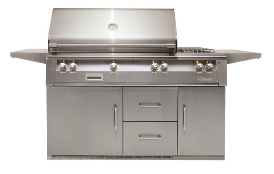 Alfresco 56" Standard Grill On Refrigerated Base Dbl Side Burner - Signal Grey-Gloss