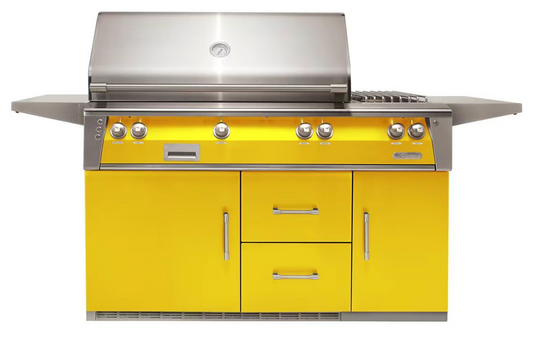 Alfresco 56" Standard Grill On Refrigerated Base Dbl Side Burner - Traffic Yellow-Gloss