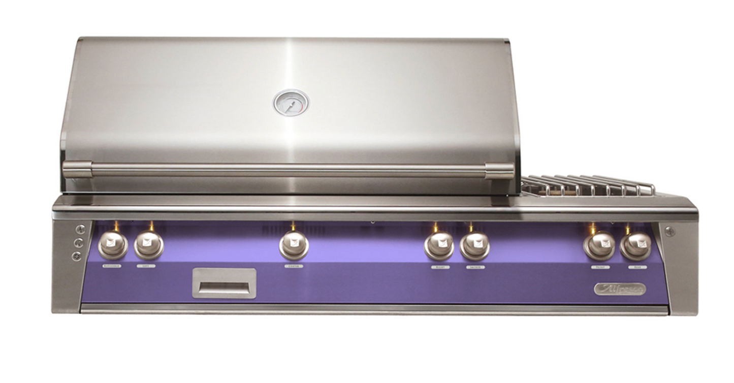 Alfresco 56" Standard Grill With Dbl Side Burner Built-In - Blue Lilac-Gloss