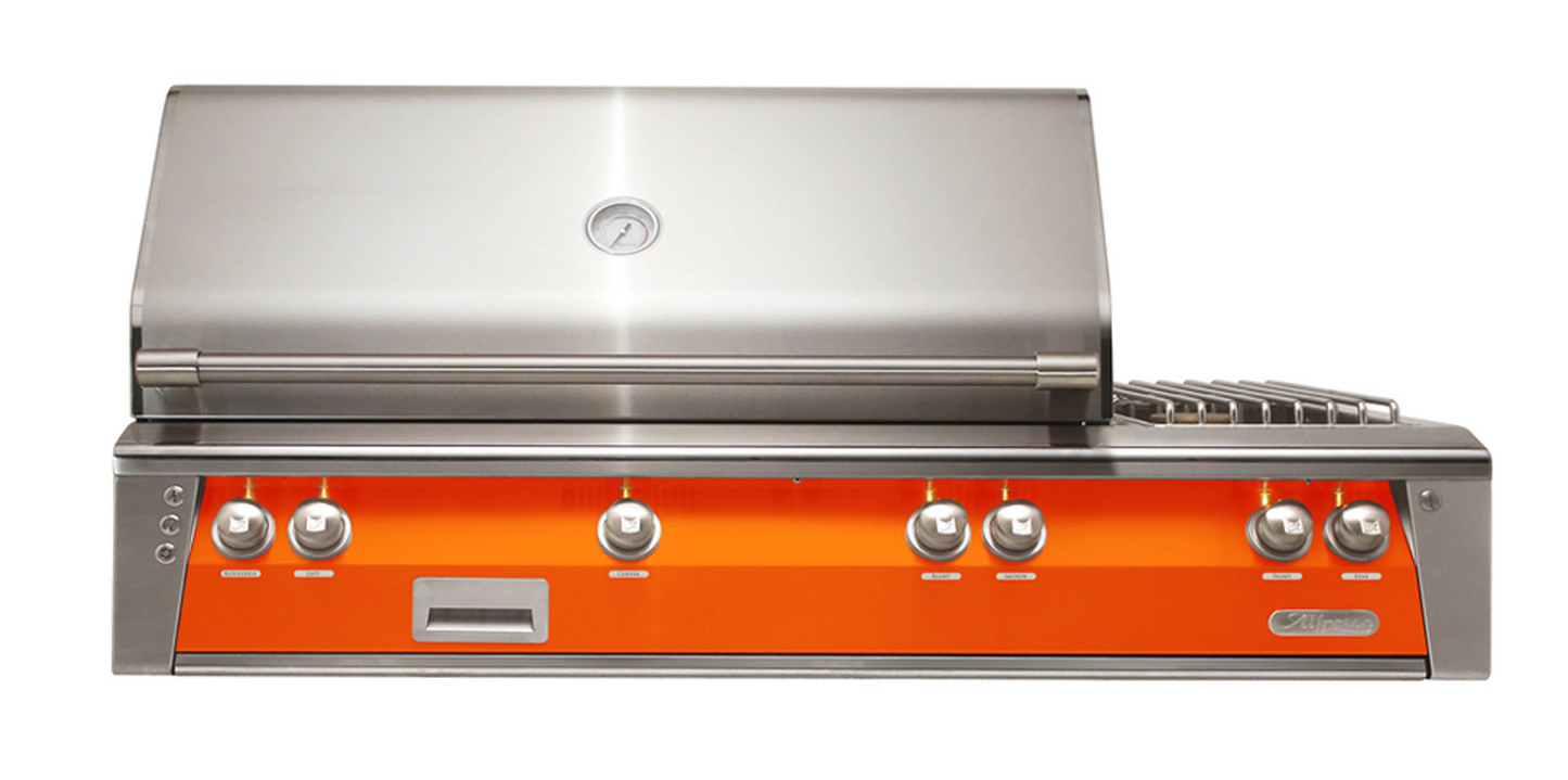 Alfresco 56" Standard Grill With Dbl Side Burner Built-In - Luminous Orange-Gloss