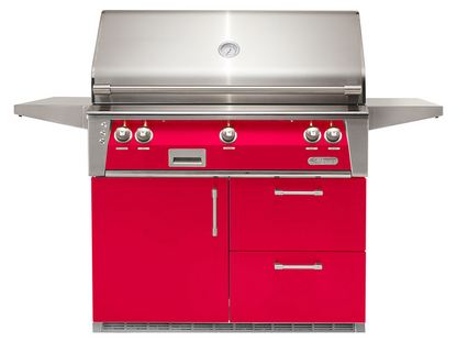 Alfresco Built-In Under Grill Refrigerator on 42" Cart - Raspberry Red-Gloss