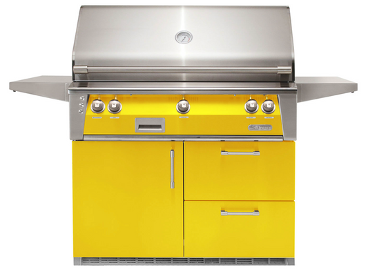 Alfresco Built-In Under Grill Refrigerator on 42" Cart - Traffic Yellow-Gloss