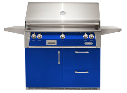 Alfresco Built-In Under Grill Refrigerator on 42" Cart - Ultramarine Blue-Gloss