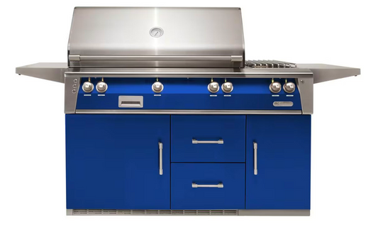 Alfresco Built-In Under Grill Refrigerator on 56" Cart - Ultramarine Blue-Gloss