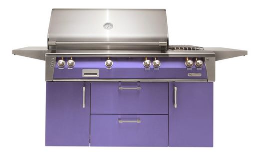 Alfresco 56" Standard Grill w/ Sideburner Cart - Blue Lilac-Gloss