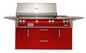 Alfresco 56" Standard Grill w/ Sideburner Cart - Carmine Red-Gloss