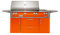 Alfresco 56" Standard Grill w/ Sideburner Cart - Luminous Orange-Gloss