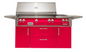 Alfresco 56" Standard Grill w/ Sideburner Cart - Raspberry Red-Gloss