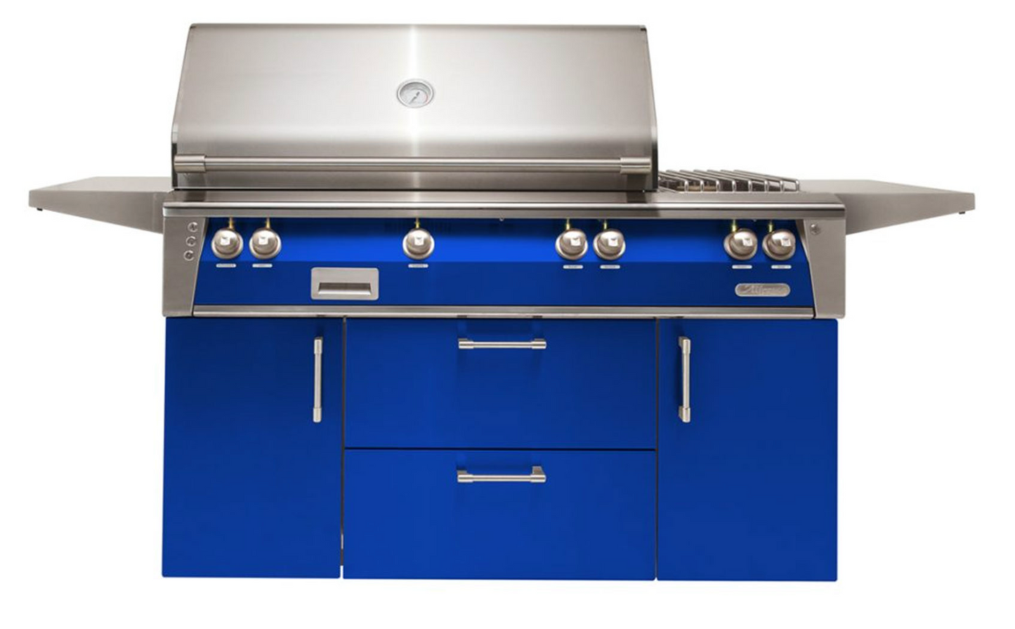 Alfresco 56" Standard Grill w/ Sideburner Cart - Ultramarine Blue-Gloss